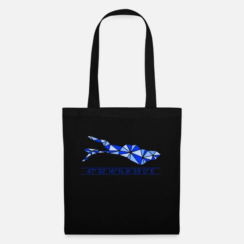 Lac de Constance | Coordonnées | Bleu - Sac en tissu - noir