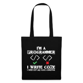 I'm a Programmer i write code Lover Coding - Stoffbeutel - Schwarz - Vorne