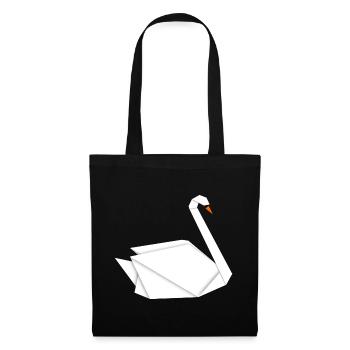 Elegant Origami Swan : T-shirt artistique - Sac en tissu - noir - Devant