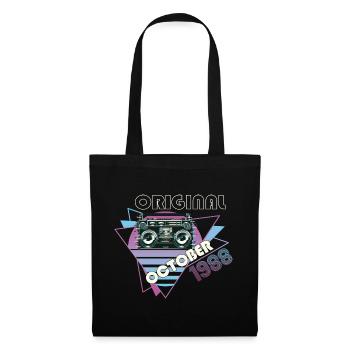Vintage, 1988, 34e anniversaire, cadeau, cassette rétro - Sac en tissu - noir - Devant