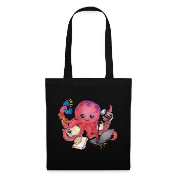 Multitasking Oktopus Lustiger Bürohumor Geschenk - Stoffbeutel - Schwarz - Vorne