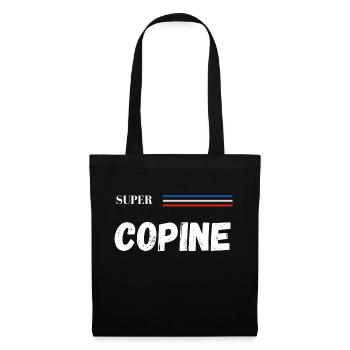 super copine - t-shirt assorti - Sac en tissu - noir - Devant