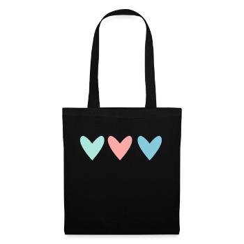 HERZ. HERZ. HEILIGER VALENTINSTAG. LIEBE. LIEBE. HERZ - Stoffbeutel - Schwarz - Vorne