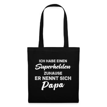 Lustiger Papa Vater Superheld Spruch - Stoffbeutel - Schwarz - Vorne