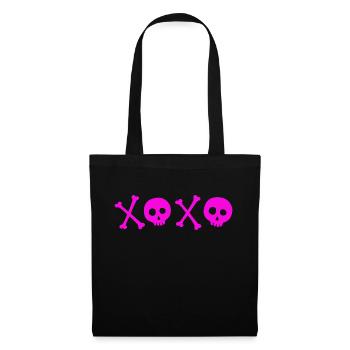 XOXO rosa Totenköpfe - Stoffbeutel - Schwarz - Vorne