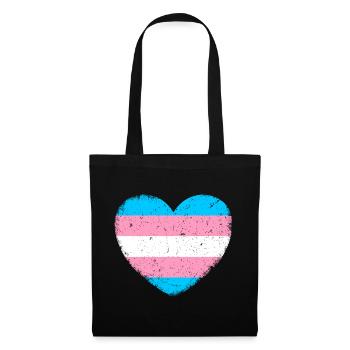 Trans* Heart | In vintage style - Tote Bag - black - Front