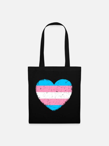 Trans* Herz | Im Vintage-Style - Stoffbeutel - Schwarz
