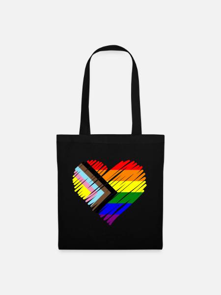 Pride Herz Chevron Muster - Stoffbeutel - Schwarz