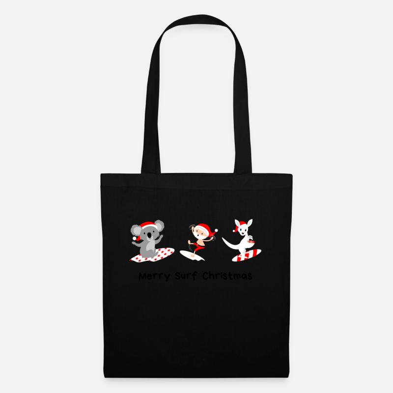 Happy Surf Christmas - Stoffbeutel - Schwarz