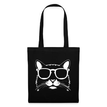Lustige Katze mit Sonnenbrille Kätzchen Sonnenbrille Katzen - Stoffbeutel - Schwarz - Vorne