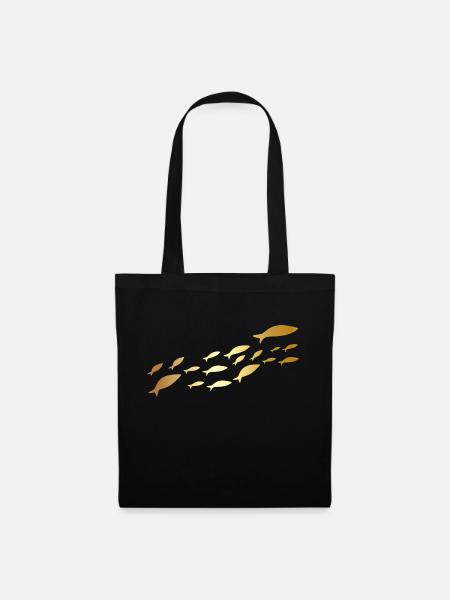 poisson sardine doré - Sac en tissu - noir