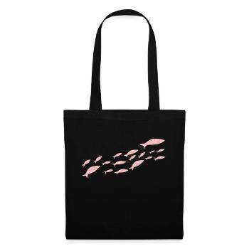 poisson sardine rose gold pailletée - Sac en tissu - noir - Devant