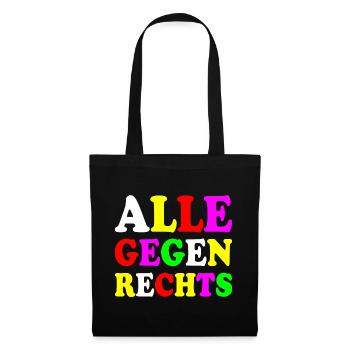 Alle gegen rechts - Stoffbeutel - Schwarz - Vorne