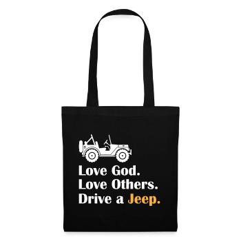 Love God Love Others Drive A Jeeps - Stoffbeutel - Schwarz - Vorne