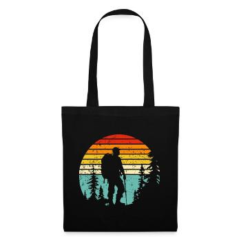 Hiker silhouette at retro bedtime - Tote Bag - black - Front