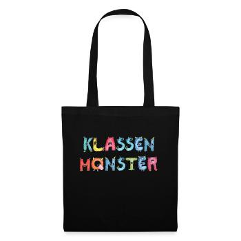 Klassenmonster Alphabet Bunte lustige Buchstaben - Stoffbeutel - Schwarz - Vorne