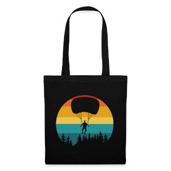 Parachutiste silhouette nature rétro - Sac en tissu - noir - Devant