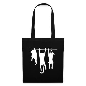 Witziges Katzen T-Shirt - Stoffbeutel - Schwarz - Vorne