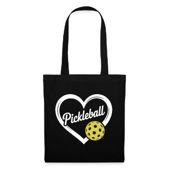 Pickleball Herz Motiv - Stoffbeutel - Schwarz - Vorne