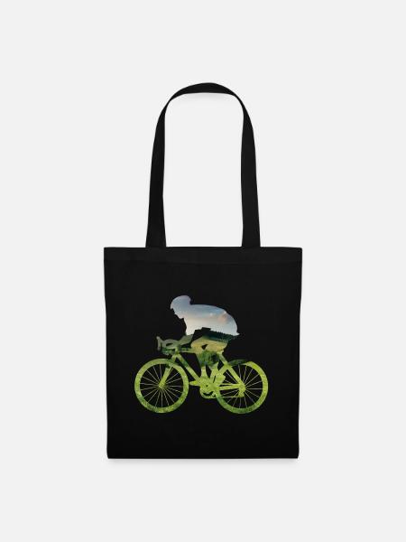 Natursilhouette Fahrradfahrer im Grünen - Stoffbeutel - Schwarz