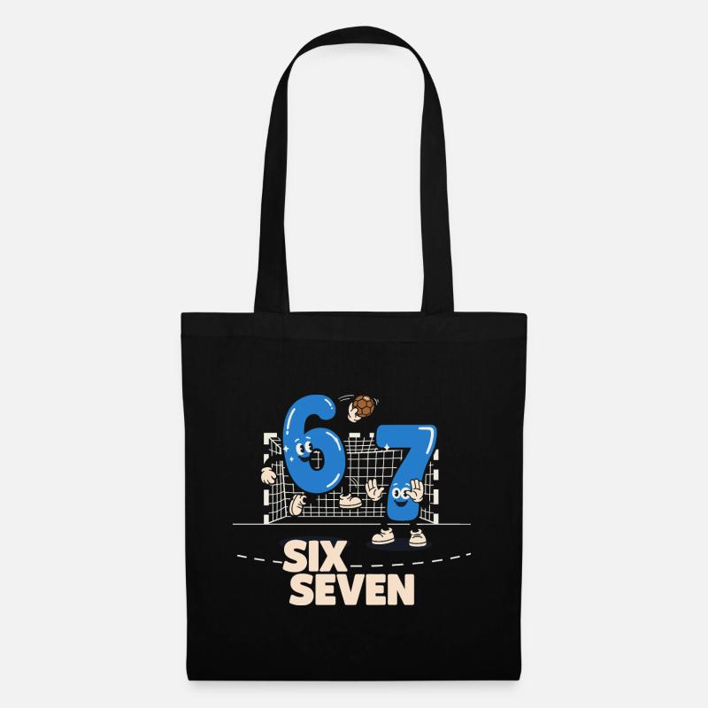 67 Six Seven meme Handball - Lustiges Geschenk - Stoffbeutel - Schwarz