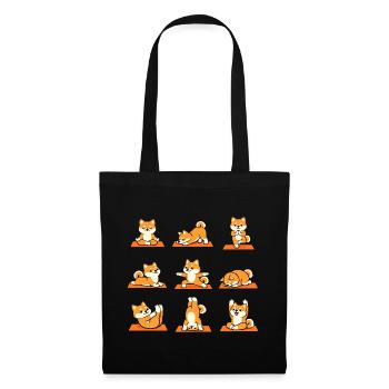 Shiba Inu Yoga Poses Funny Dog Sports - Tote Bag - black - Front