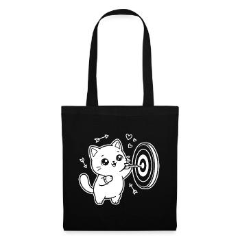 Joueur de fléchettes Kawaii Cat - Sac en tissu - noir - Devant