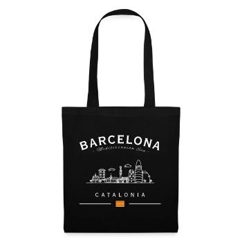 Silhouette de la Catalogne de la Skyline de Barcelone - Sac en tissu - noir - Devant