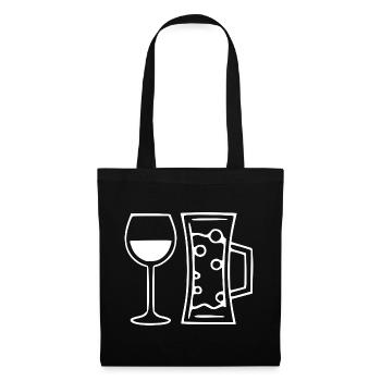 Wein Weinglas Rotwein Weißwein  - Stoffbeutel - Schwarz - Vorne