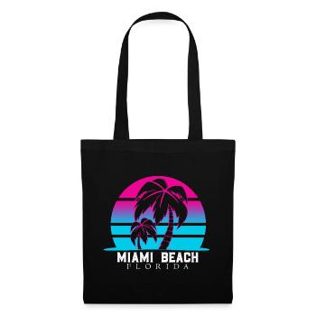 Miami Beach Palmen Neon - Stoffbeutel - Schwarz - Vorne
