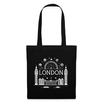 London Sparkle Skyline und Riesenrad - Stoffbeutel - Schwarz - Vorne