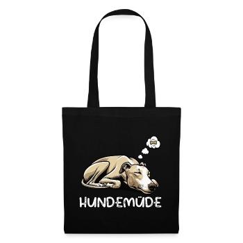 Hundemüde Whippet Windhund Whippets Whippethalter - Stoffbeutel - Schwarz - Vorne