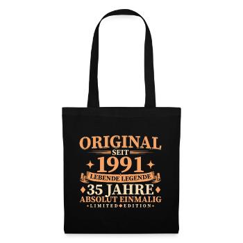 Original 1991 Jahrgang geboren 35. Geburtstag - Stoffbeutel - Schwarz - Vorne