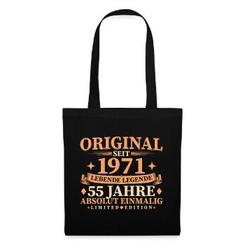 Original 1971 Jahrgang geboren 55. Geburtstag - Stoffbeutel - Schwarz - Vorne