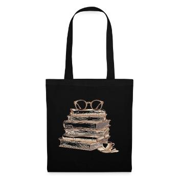 Stack of books with glasses - Tote Bag - black - Front