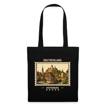 Deutschland Nürnberg Vintage Reisemarke - Stoffbeutel - Schwarz - Vorne