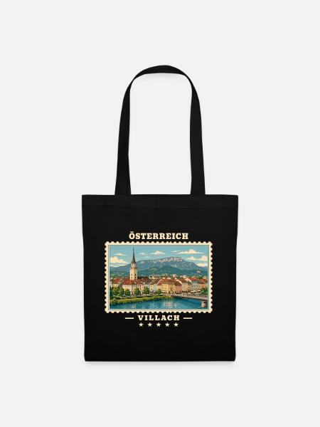 Österreich Villach Vintage Reisemarke - Stoffbeutel - Schwarz