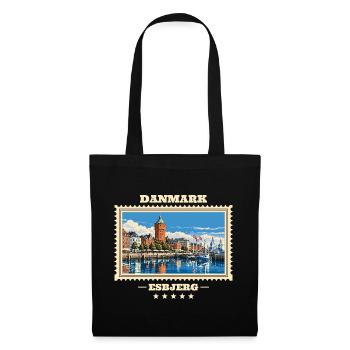 Danmark Esbjerg Vintage Reisemarke - Stoffbeutel - Schwarz - Vorne