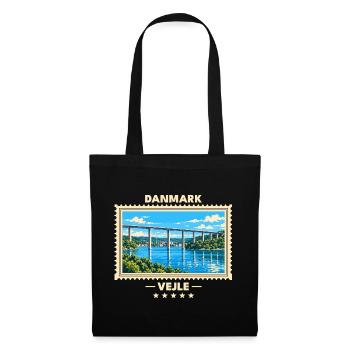 Danmark Vejle Vintage Reisemarke - Stoffbeutel - Schwarz - Vorne