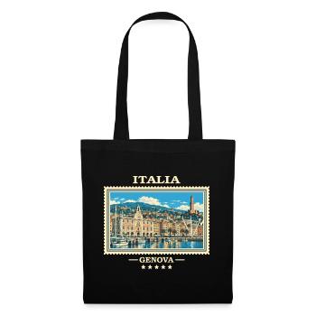 Italien Genua Vintage Reisemarke - Stoffbeutel - Schwarz - Vorne
