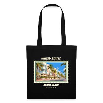 Vereinigte Staaten Miami Beach Vintage Reisemarke - Stoffbeutel - Schwarz - Vorne
