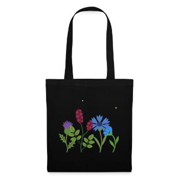 Blumen floral Naturmotiv Illustration Pflanzen - Stoffbeutel - Schwarz - Vorne