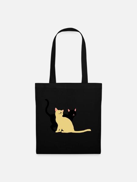 2 Katzen - Stoffbeutel - Schwarz