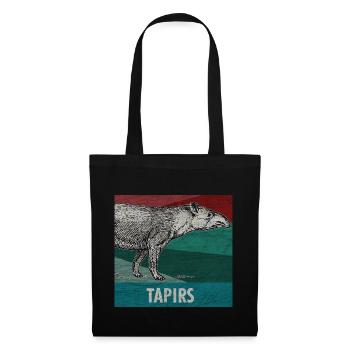 Tapir Animal Proboscis Zoo Animal Nature Retro Gift - Tote Bag - black - Front