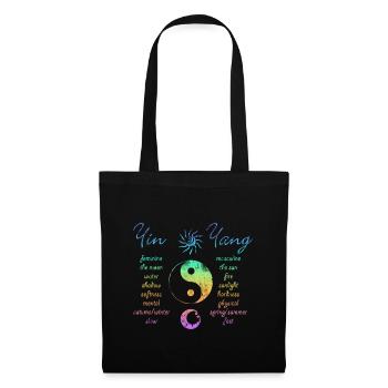 T-Shirt Yin Yang Rainbow - Tote Bag - black - Front