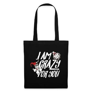 DC Comics Joker Harley Quinn Crazy For You Spruch - Stoffbeutel - Schwarz - Vorne