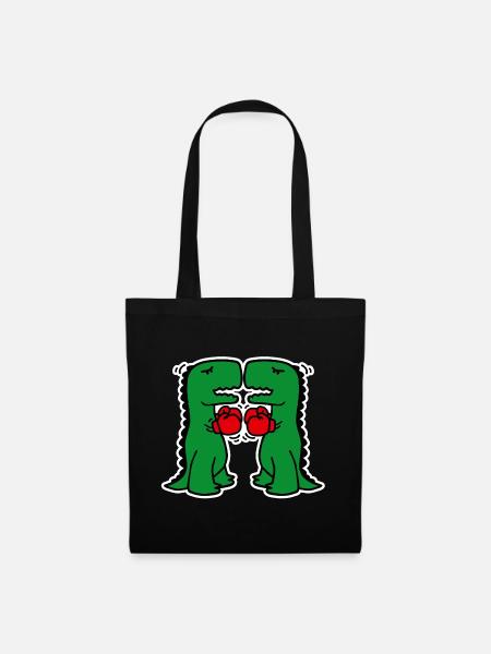 Dinosaures de boxe drôle école de boxe dessin animé enfants - Sac en tissu - noir