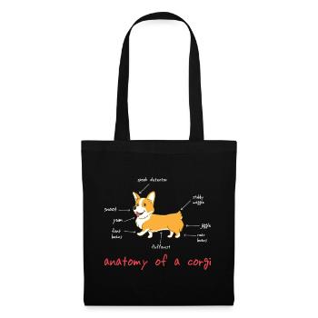 Corgi Lover Gift, Anatomie de Corgi - Sac en tissu - noir - Devant