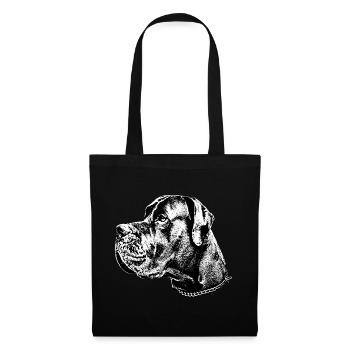 Dogge Hund Hundekopf Bulldogge Hunderasse - Stoffbeutel - Schwarz - Vorne