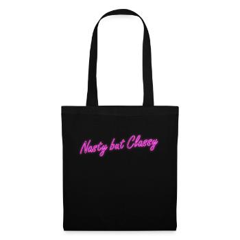 Neon Naughty durch edlen Schriftzug - Stoffbeutel - Schwarz - Vorne